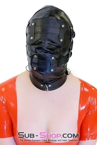 0194SM      Total Lockdown Full Locking Hood with Removable Blindfold & Penis Gag