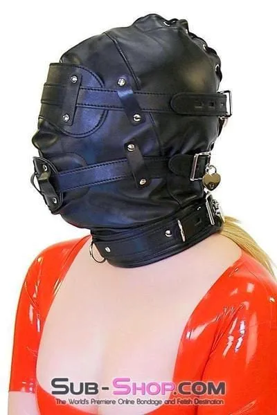 0194SM      Total Lockdown Full Locking Hood with Removable Blindfold & Penis Gag