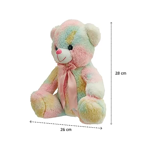 Amazon Brand - Jam & Honey Teddy Bear, Cute, Plush/Soft Toy for Boys, Girls and Kids, Super-Soft, Safe, Great Birthday Gift (Multicoloured, 28 cm)