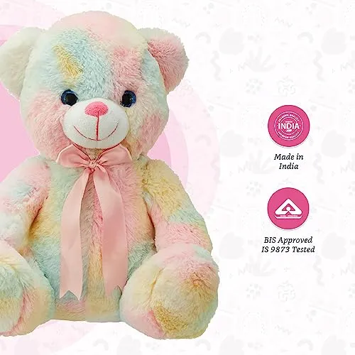 Amazon Brand - Jam & Honey Teddy Bear, Cute, Plush/Soft Toy for Boys, Girls and Kids, Super-Soft, Safe, Great Birthday Gift (Multicoloured, 28 cm)