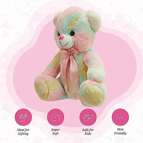 Amazon Brand - Jam & Honey Teddy Bear, Cute, Plush/Soft Toy for Boys, Girls and Kids, Super-Soft, Safe, Great Birthday Gift (Multicoloured, 28 cm)