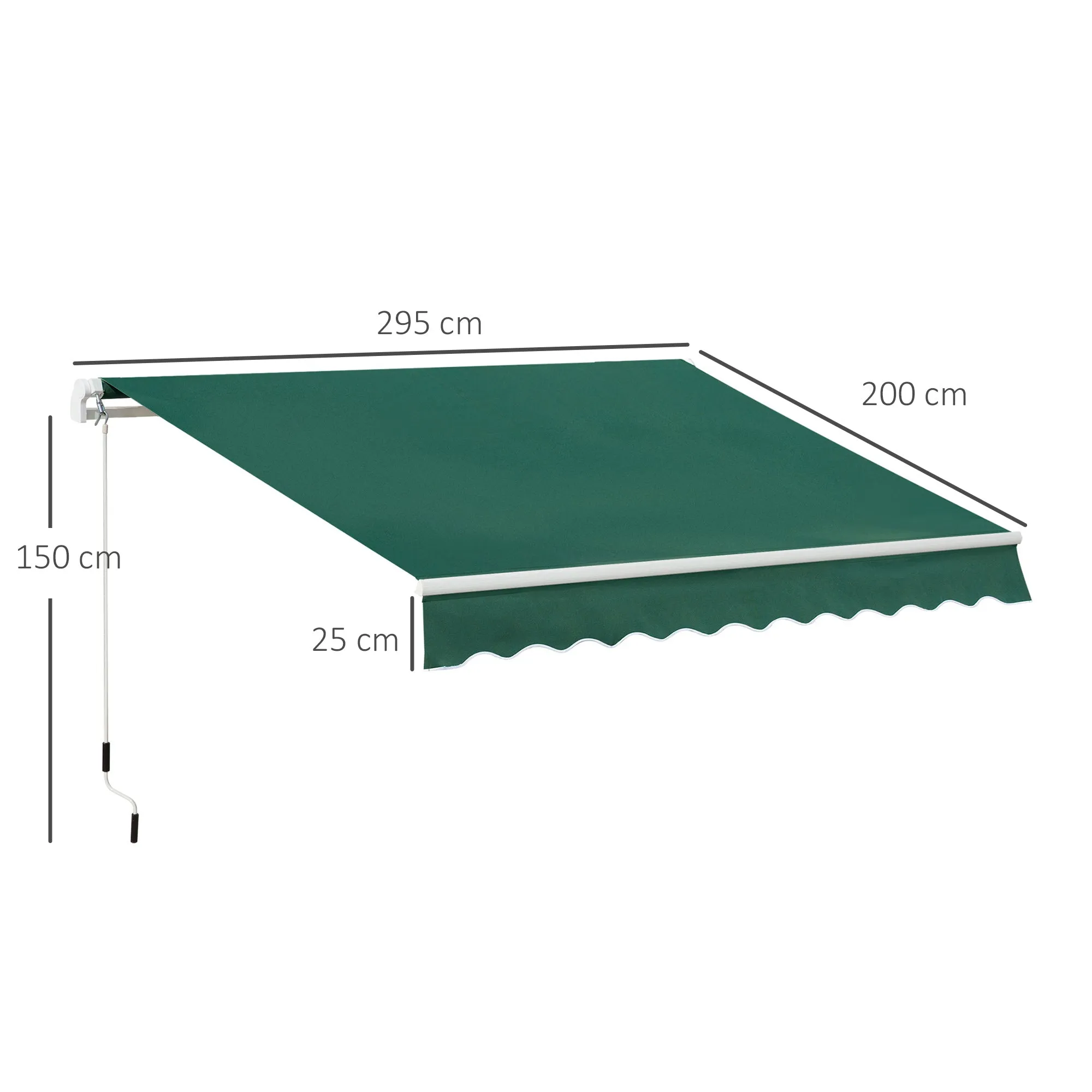 Awnings for Patio Awning Canopy Shelter Garden Sun Shade UV Blocker Weight Aluminium Frame w/ Hand Crank 3 x 2m Green