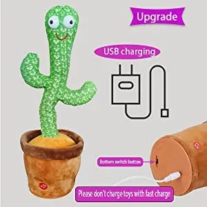 Baby Affair Dancing Cactus Plush Toy with Voice Recording, Wriggling & Singing Cactus Stuffed Animal, Green/Brown