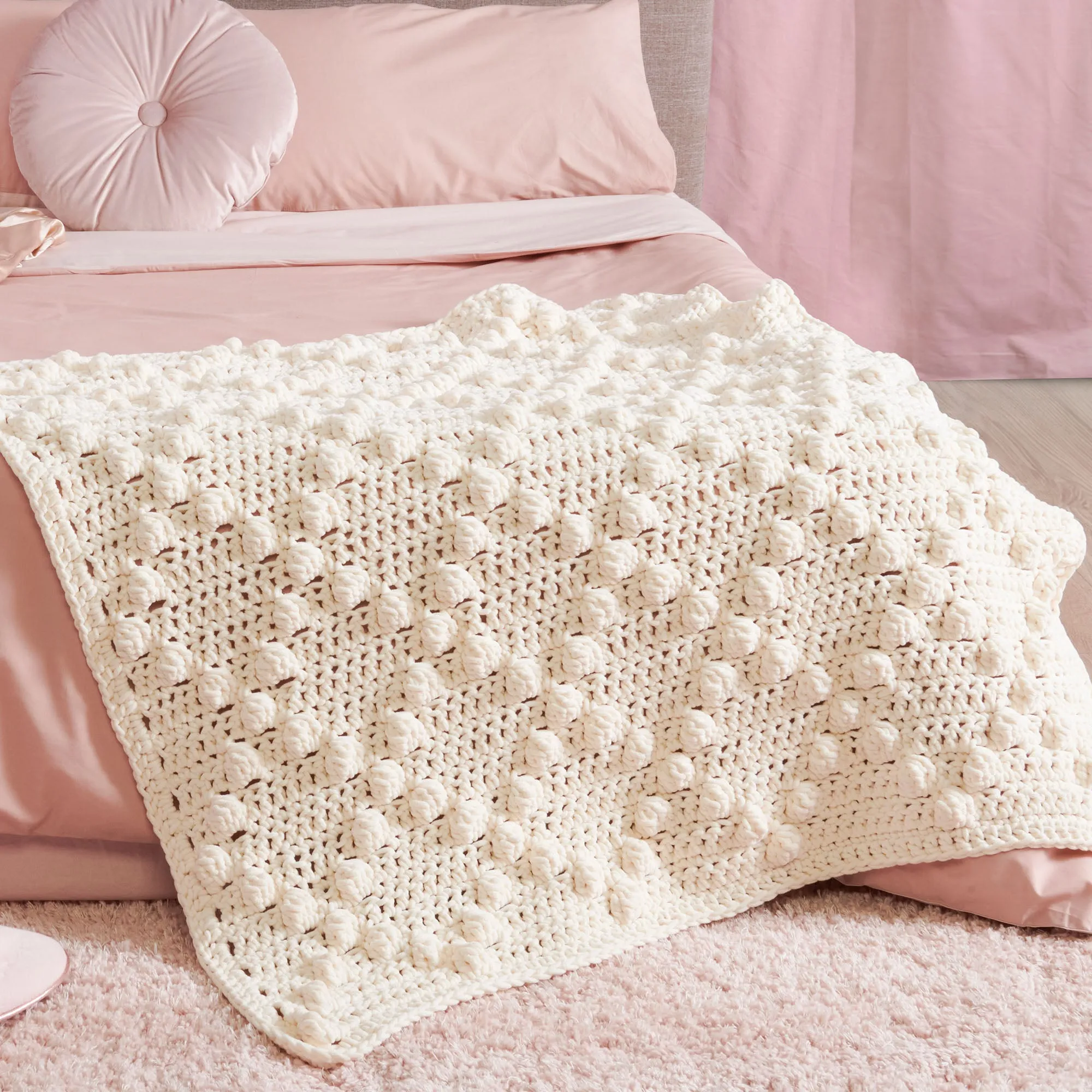 Bernat Plush Crochet Bobble Blanket