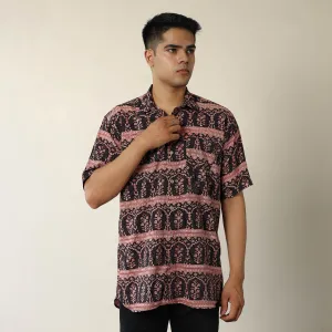 Black - Bagh Prints Kantha Cotton Men Half Sleeve Shirt 15