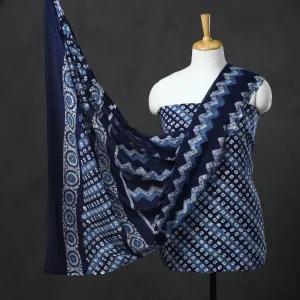 Blue - Kutch Print Cotton 3pc Batik Dress Material 30