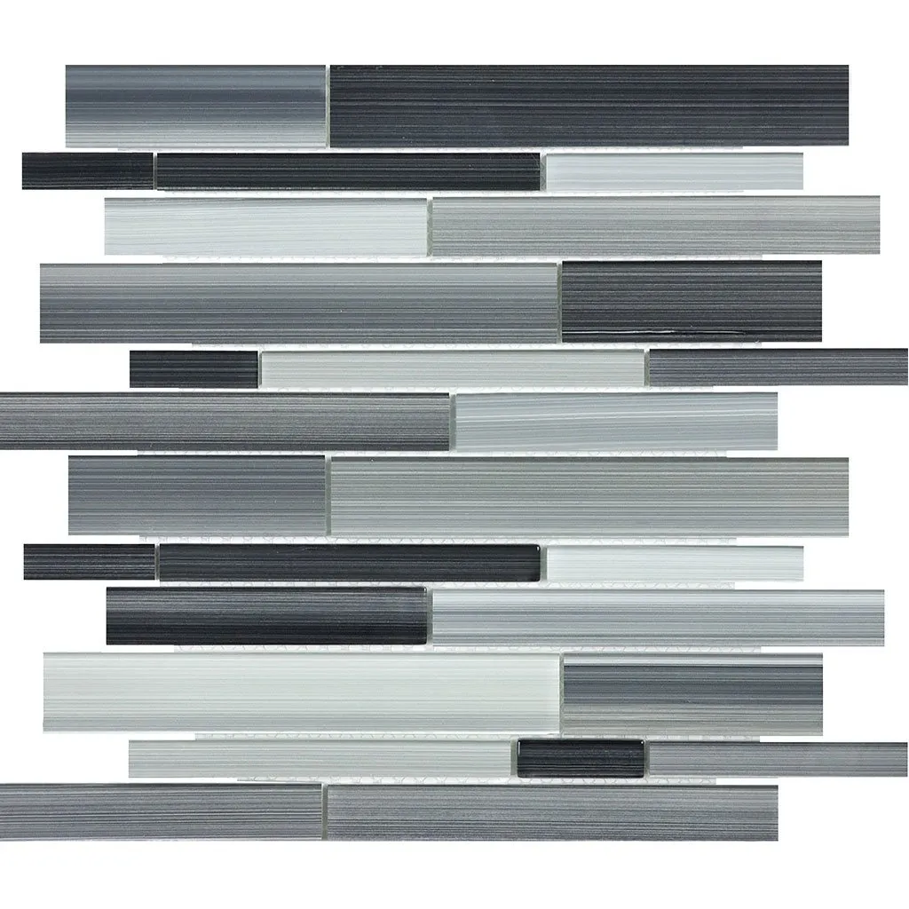 Carbon, Linear Mixed - Glass Tile