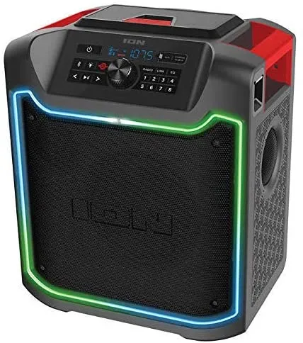 **CLEARANCE** ION iPA125C Pathfinder 280 8-in. 120-Watt All-Weather Bluetooth Rechargeable Speaker with FM Radio and LED Lighting