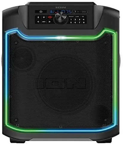 **CLEARANCE** ION iPA125C Pathfinder 280 8-in. 120-Watt All-Weather Bluetooth Rechargeable Speaker with FM Radio and LED Lighting