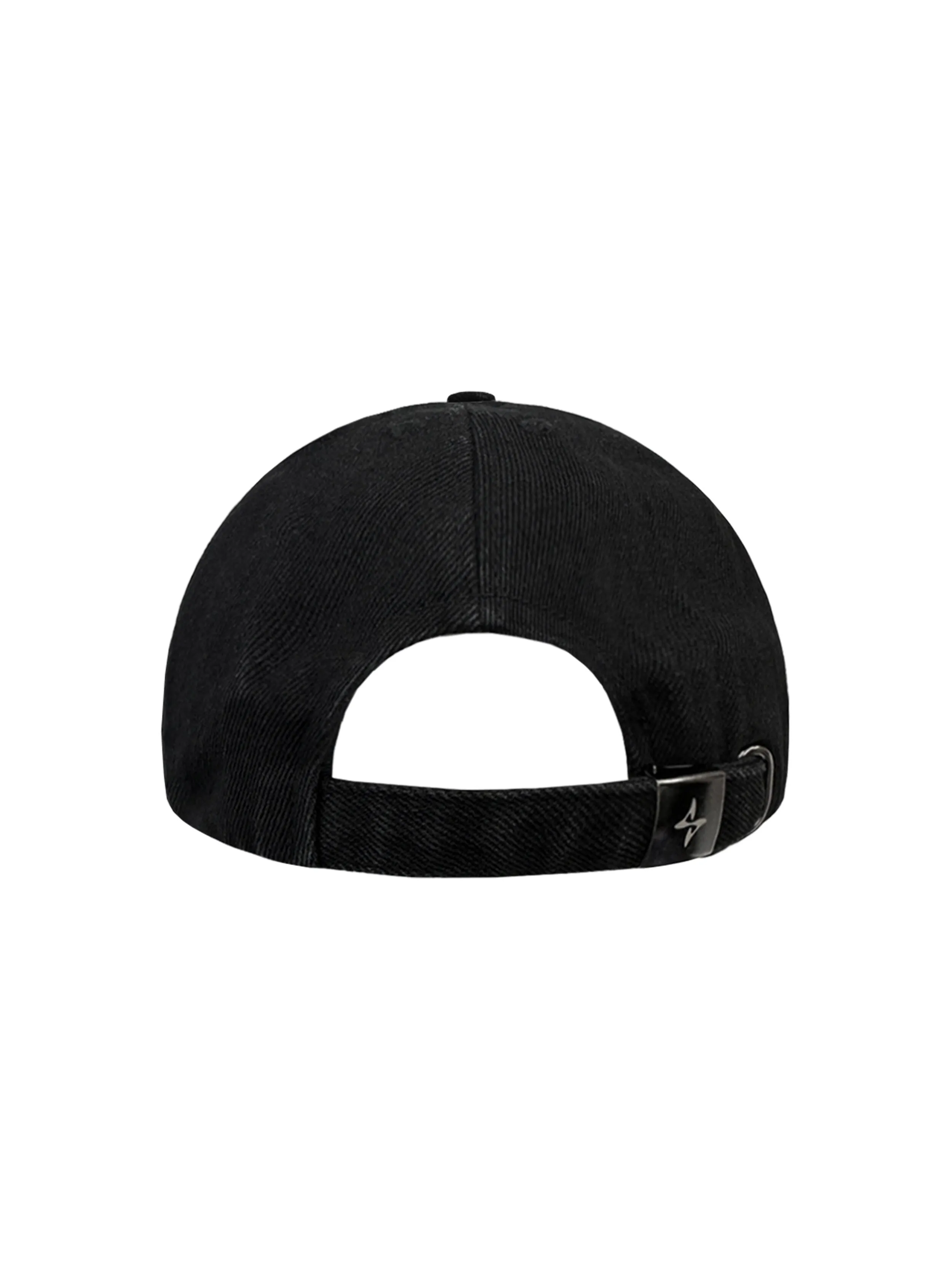 Curved logo damaged denim cap black