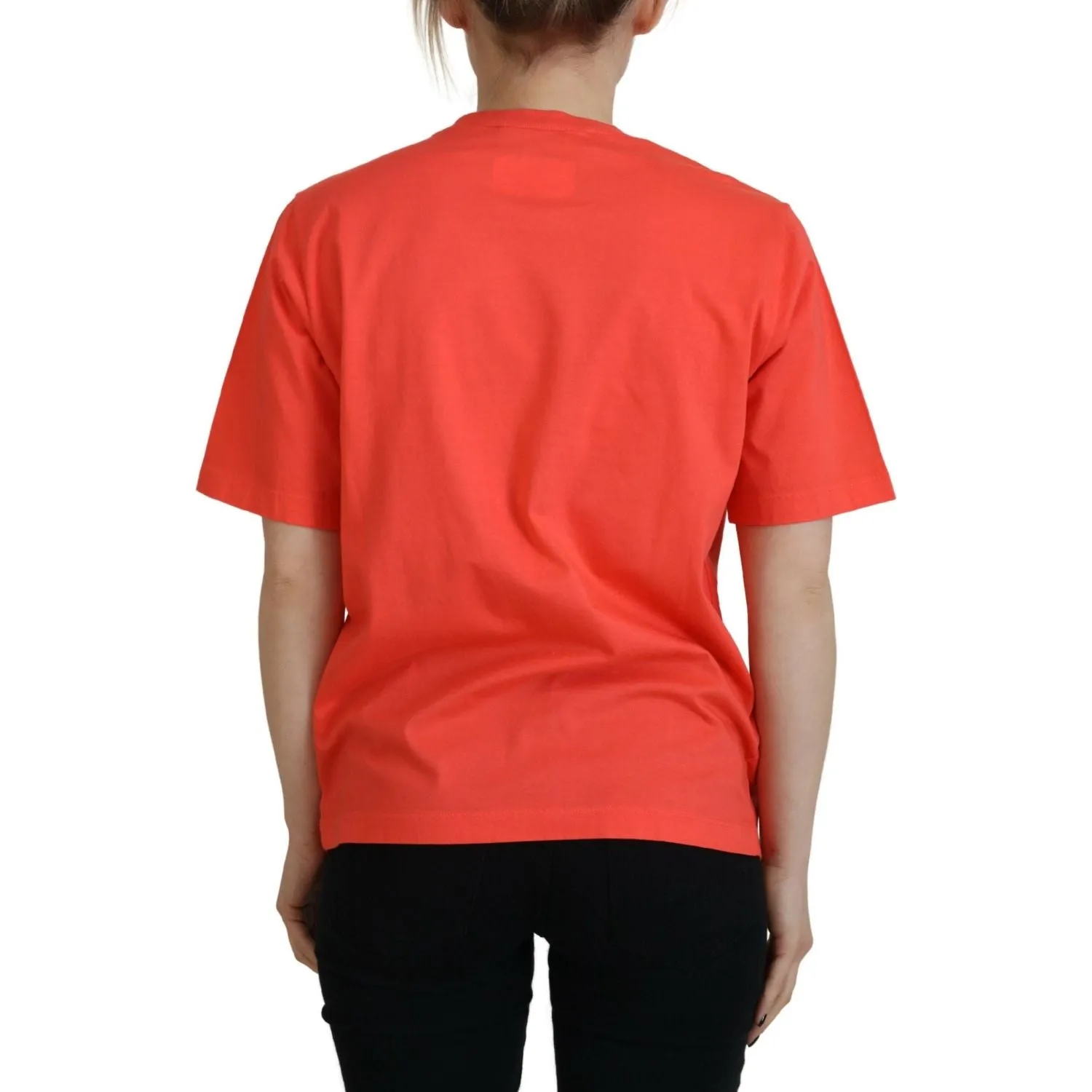 Dsquared² Orange Logo Cotton Crewneck Short Sleeve T-shirt