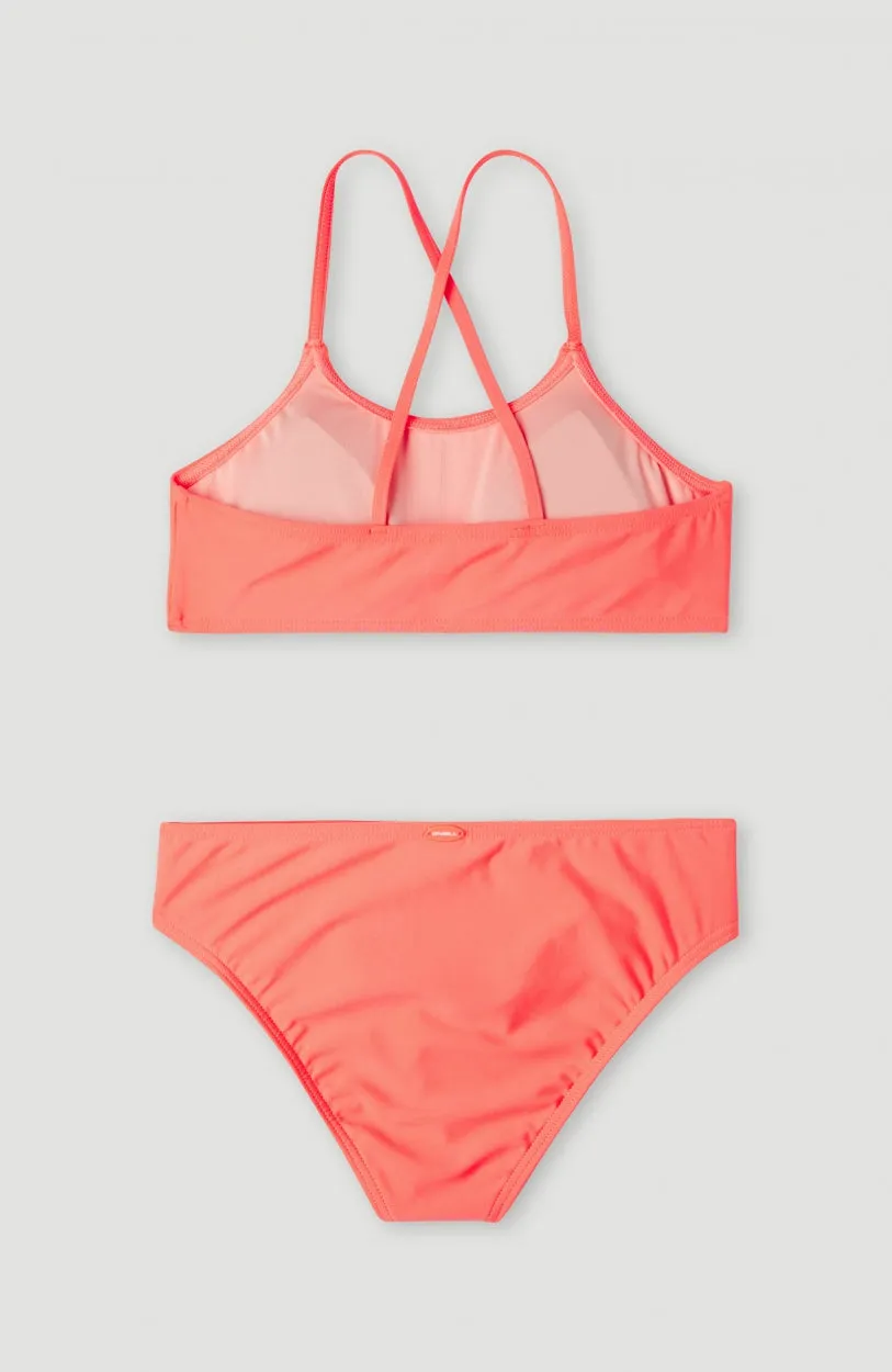 Essentials Bralette Bikini Set | Neon Coral