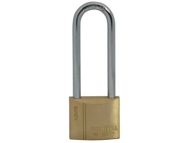 Faithfull Brass Padlock 40mm Long Shackle (3 Keys)