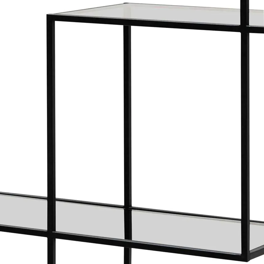 Grey Glass Small Shelving Unit - Black Frame