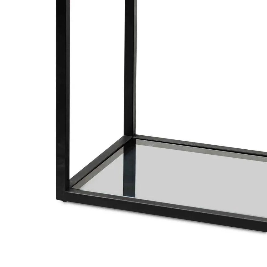 Grey Glass Small Shelving Unit - Black Frame