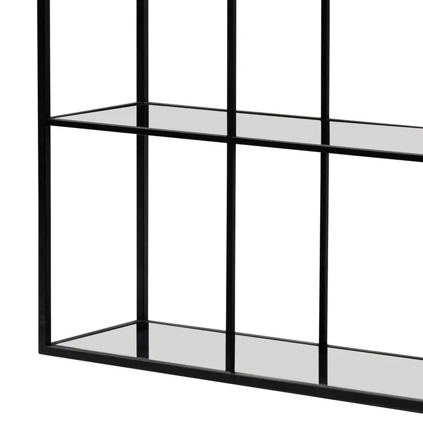 Grey Glass Small Shelving Unit - Black Frame