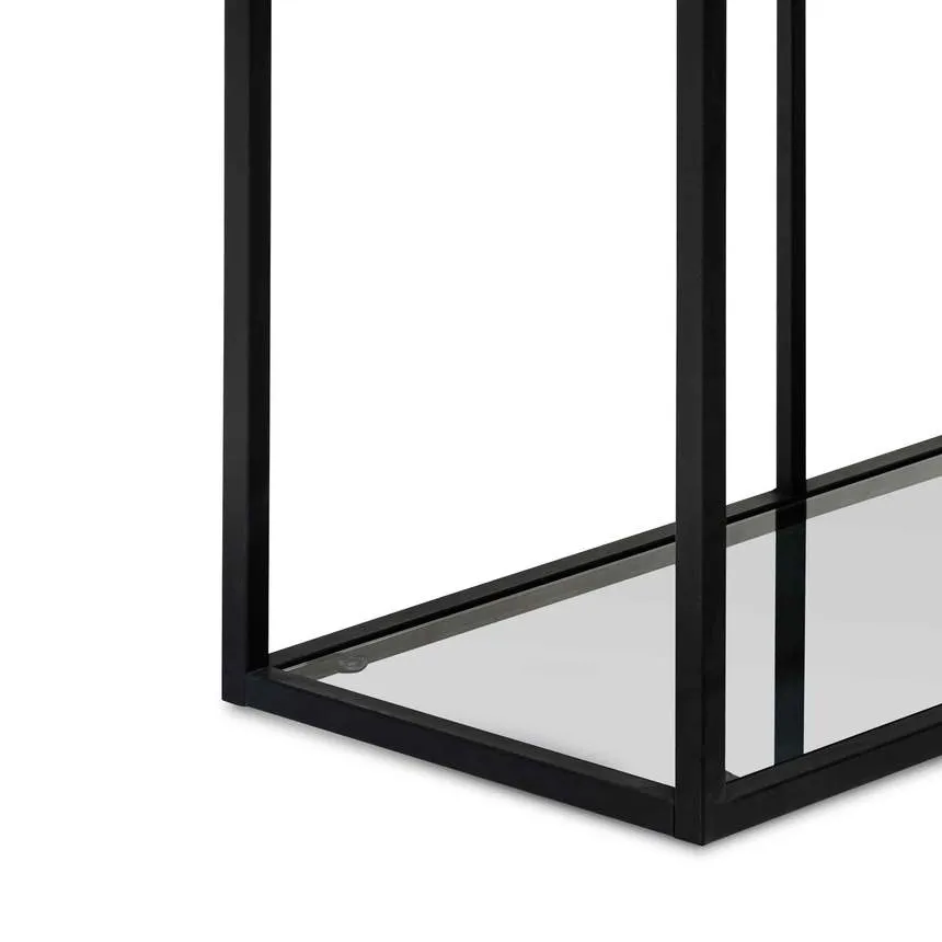 Grey Glass Small Shelving Unit - Black Frame