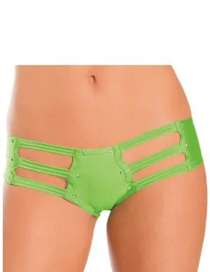 Jeweled Side Strap Booty Shorts Neon Lime