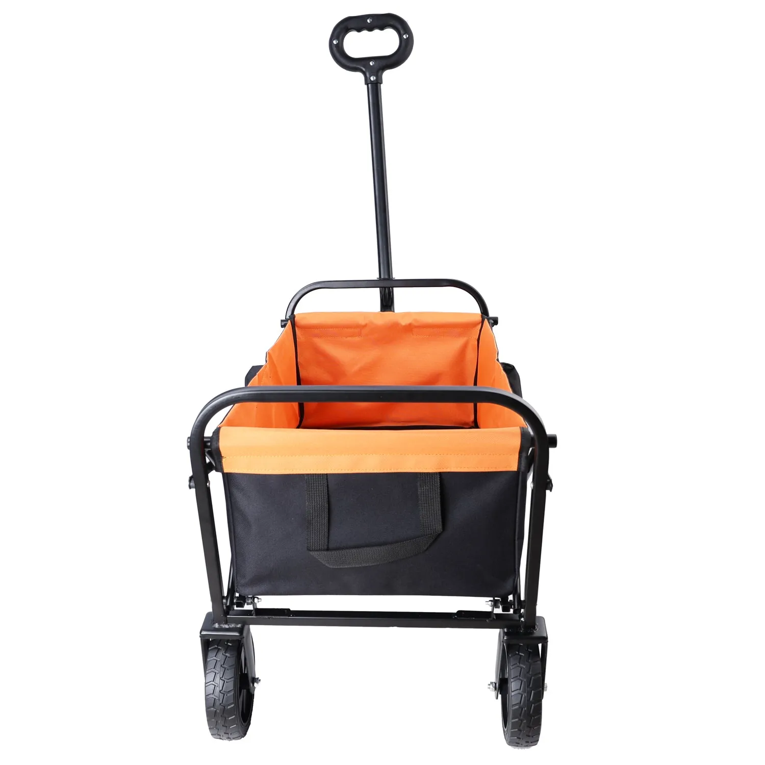 Mini Folding Wagon Garden Shopping Beach Cart (brake orange black)