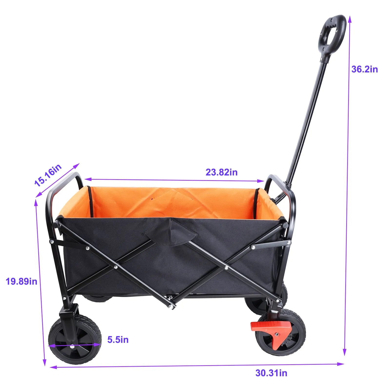 Mini Folding Wagon Garden Shopping Beach Cart (brake orange black)