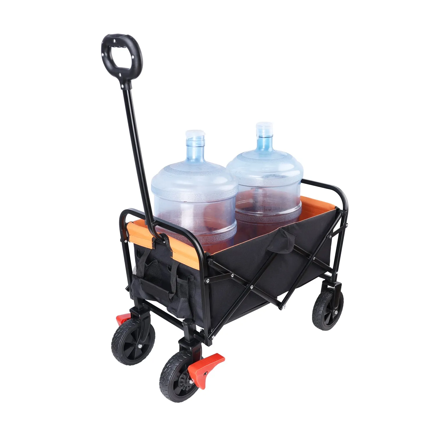 Mini Folding Wagon Garden Shopping Beach Cart (brake orange black)