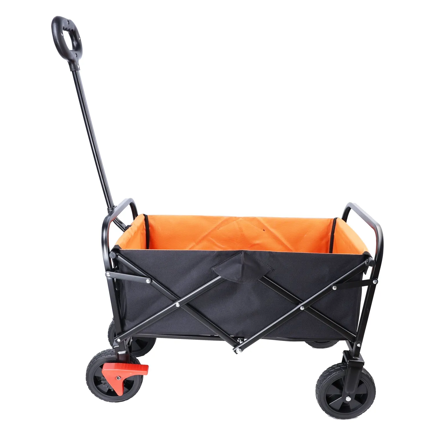 Mini Folding Wagon Garden Shopping Beach Cart (brake orange black)