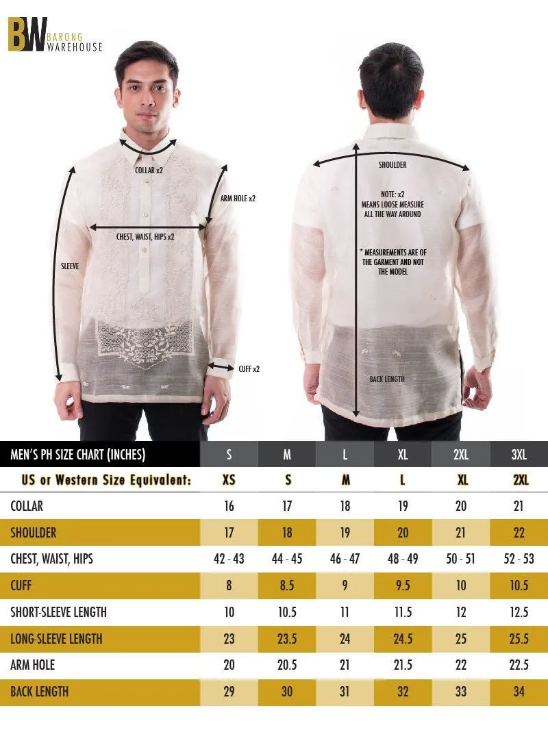 MJ30 - MADE-TO-ORDER - Jusi Barong Tagalog Gray with Map