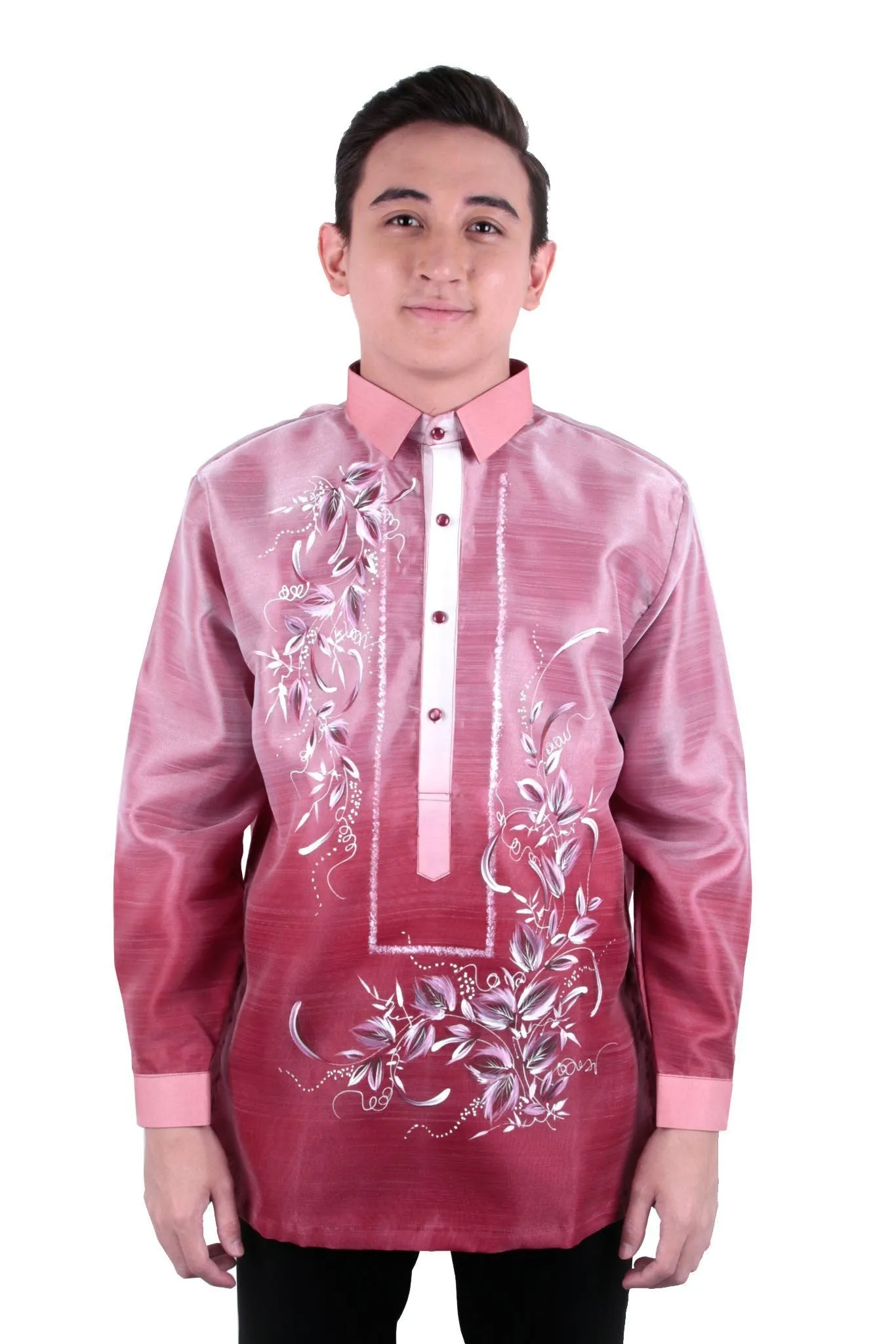 MO23 - MADE-TO-ORDER - Organza Pina Barong Tagalog with Lining Maroon