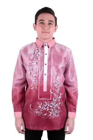 MO23 - MADE-TO-ORDER - Organza Pina Barong Tagalog with Lining Maroon