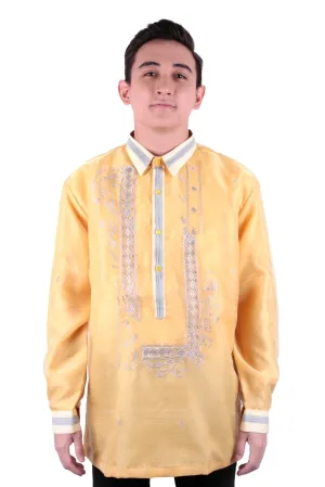 MO24 - MADE-TO-ORDER - Organza Pina Barong Tagalog with Lining Gold