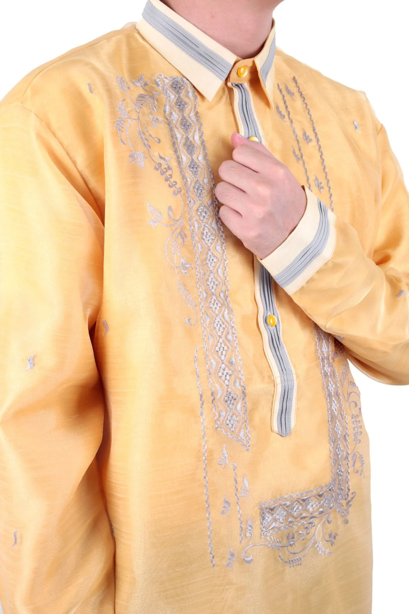 MO24 - MADE-TO-ORDER - Organza Pina Barong Tagalog with Lining Gold