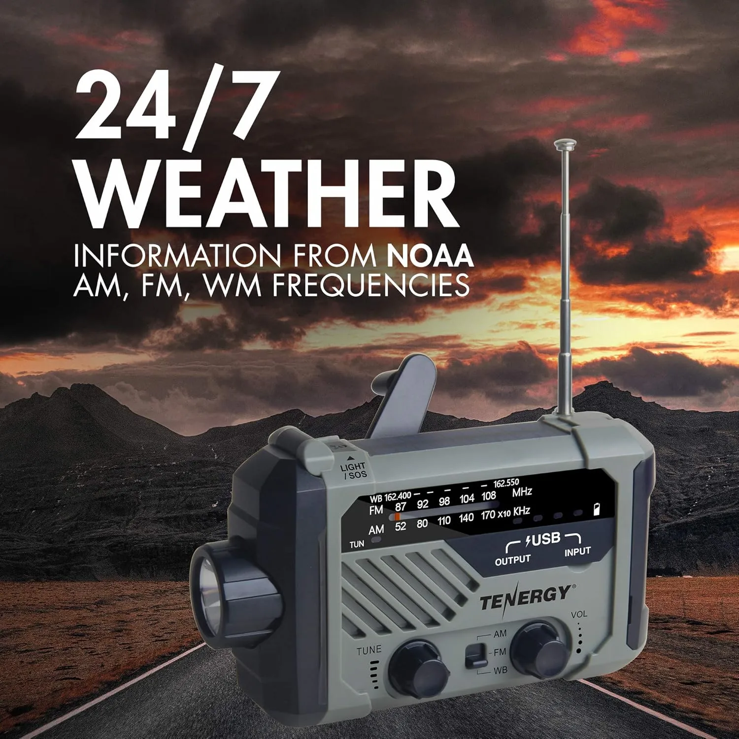 Multifunctional Hand Crank Weather Radio with LED Flashlight, SOS Alarm & Phone Charger – AM/FM/NOAA for Emergencies