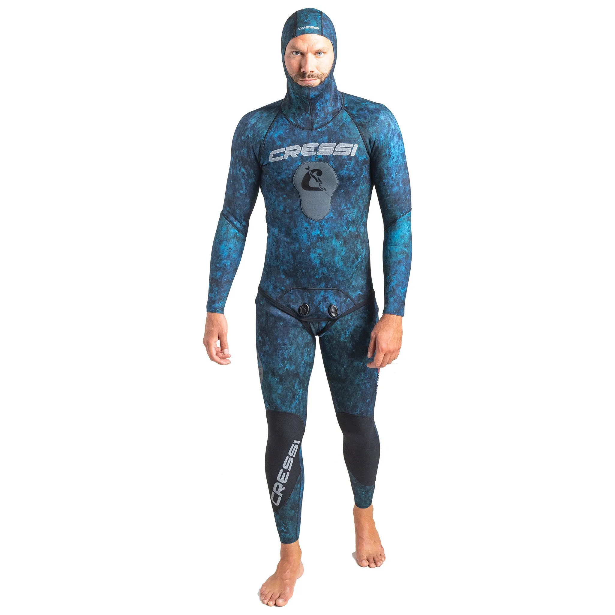 Open Box Cressi 2mm Man Tokugawa Nylon Two-Piece Wetsuit With Hood - Small