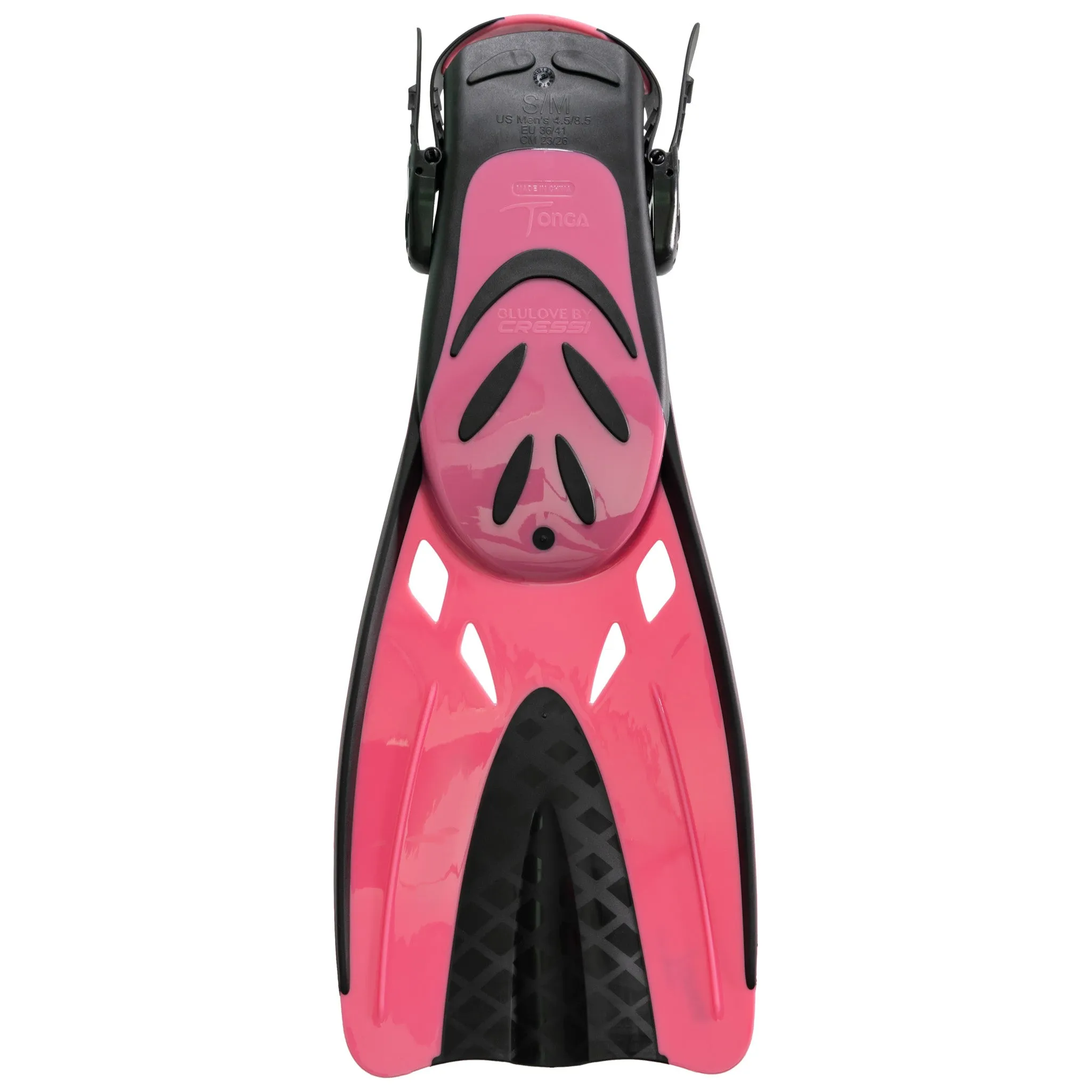 Open Box Cressi Tonga Short Open Heel Fins - Black/Pink - Large/X-Large