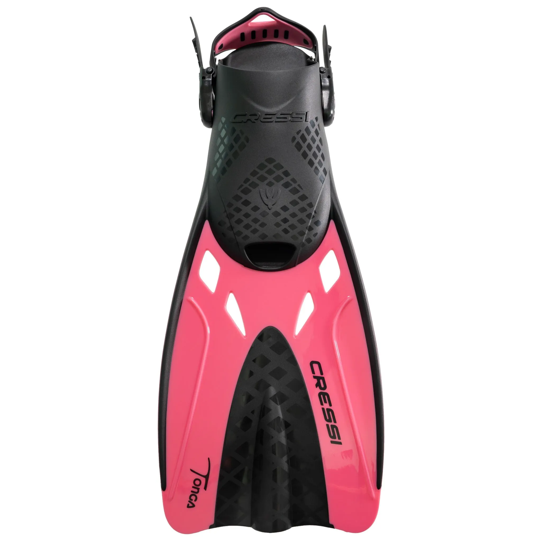 Open Box Cressi Tonga Short Open Heel Fins - Black/Pink - Large/X-Large