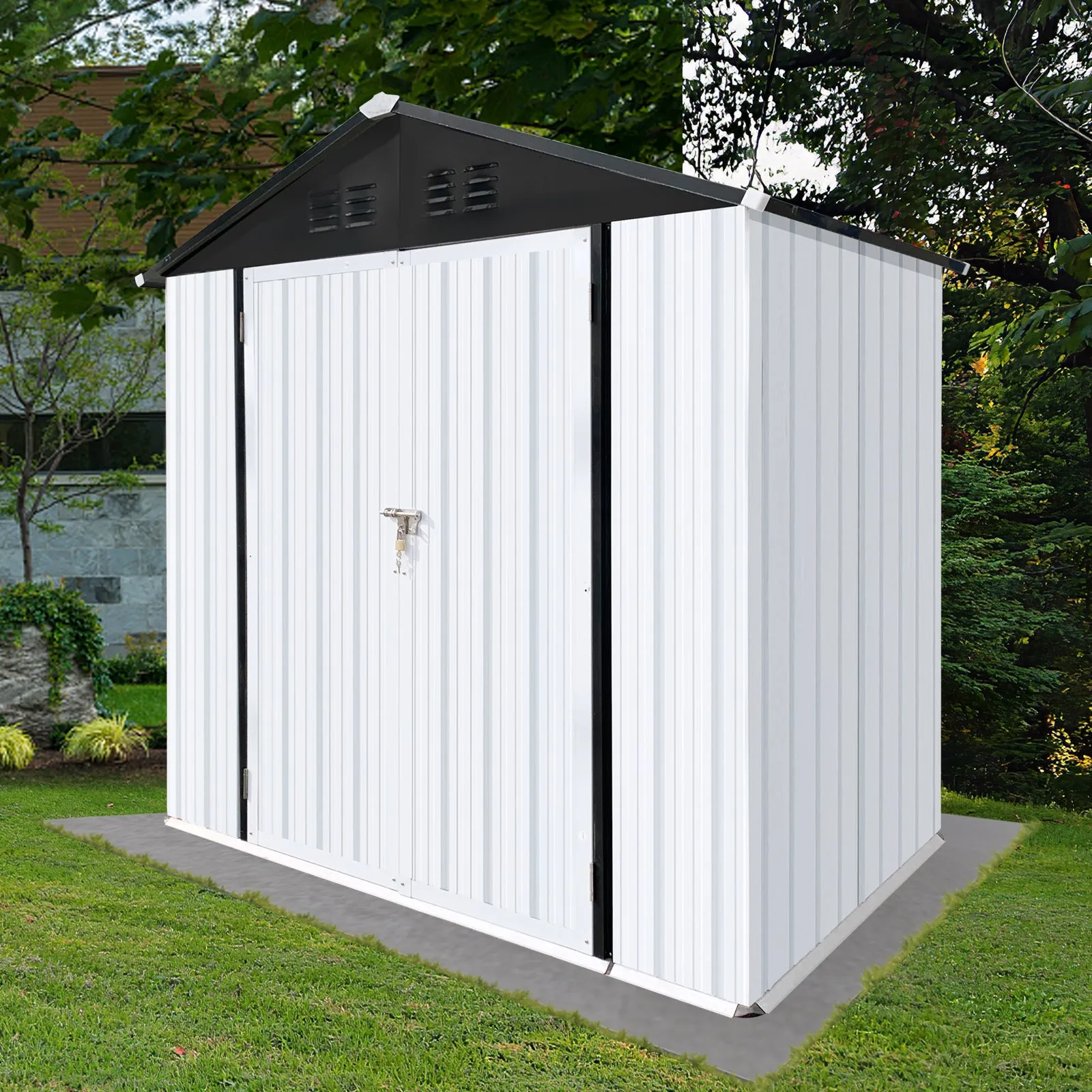 Outdoor storage sheds 4FTx6FT Apex roof White Black