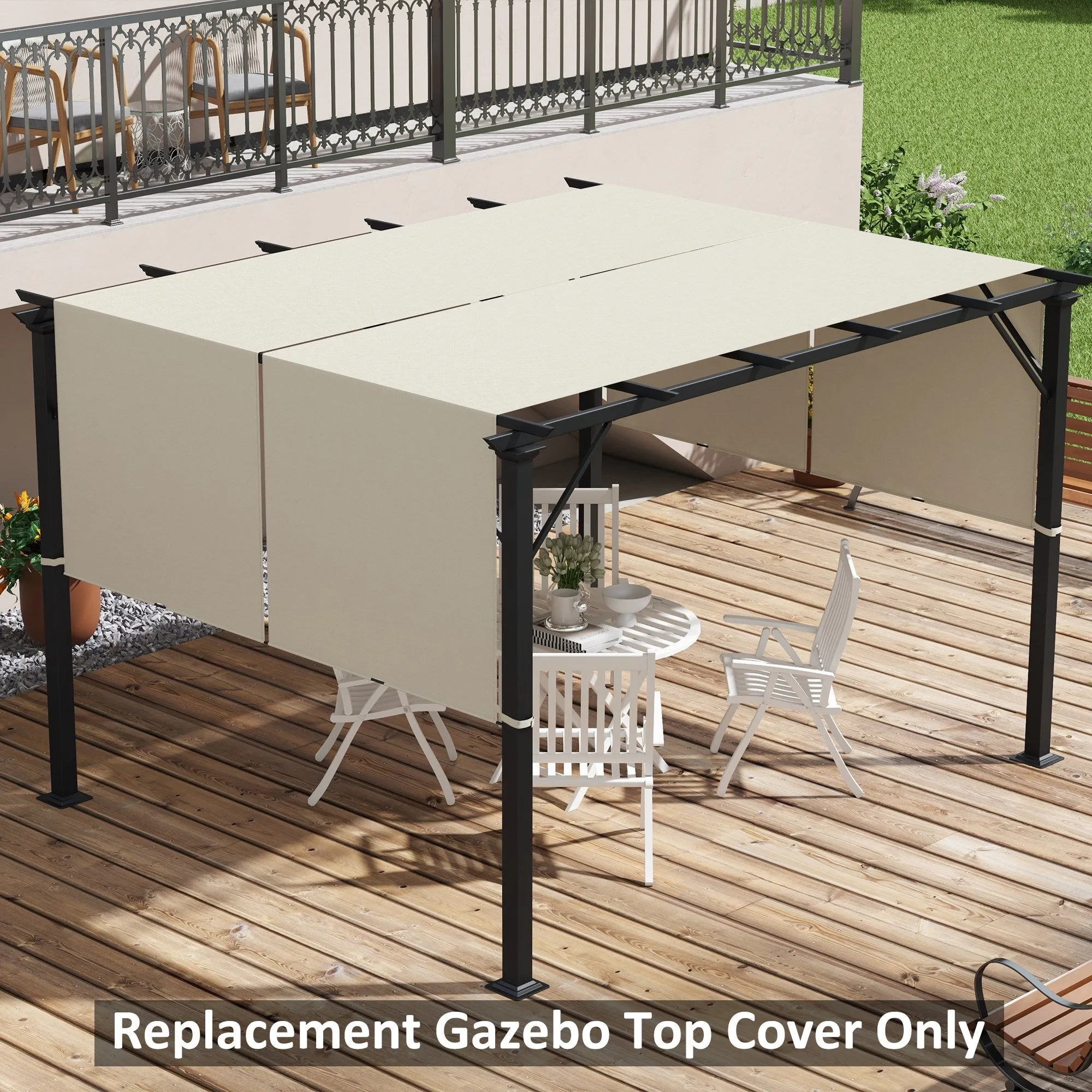 Outsunny 2 PCS 4 x 18ft Pergola Canopy Replacement, UV Protection Pergola Shade Cover, Easy to Install for 10 x 11.8ft Pergola, Khaki