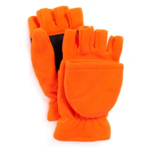 QuietWear Men's Waterproof Fleece Flip Mittens - Blaze Orange