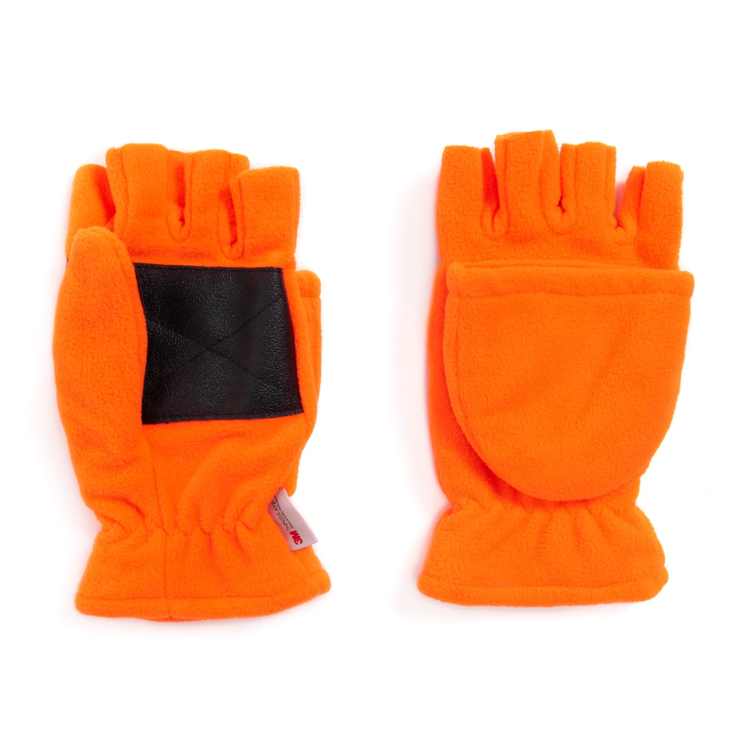 QuietWear Men's Waterproof Fleece Flip Mittens - Blaze Orange