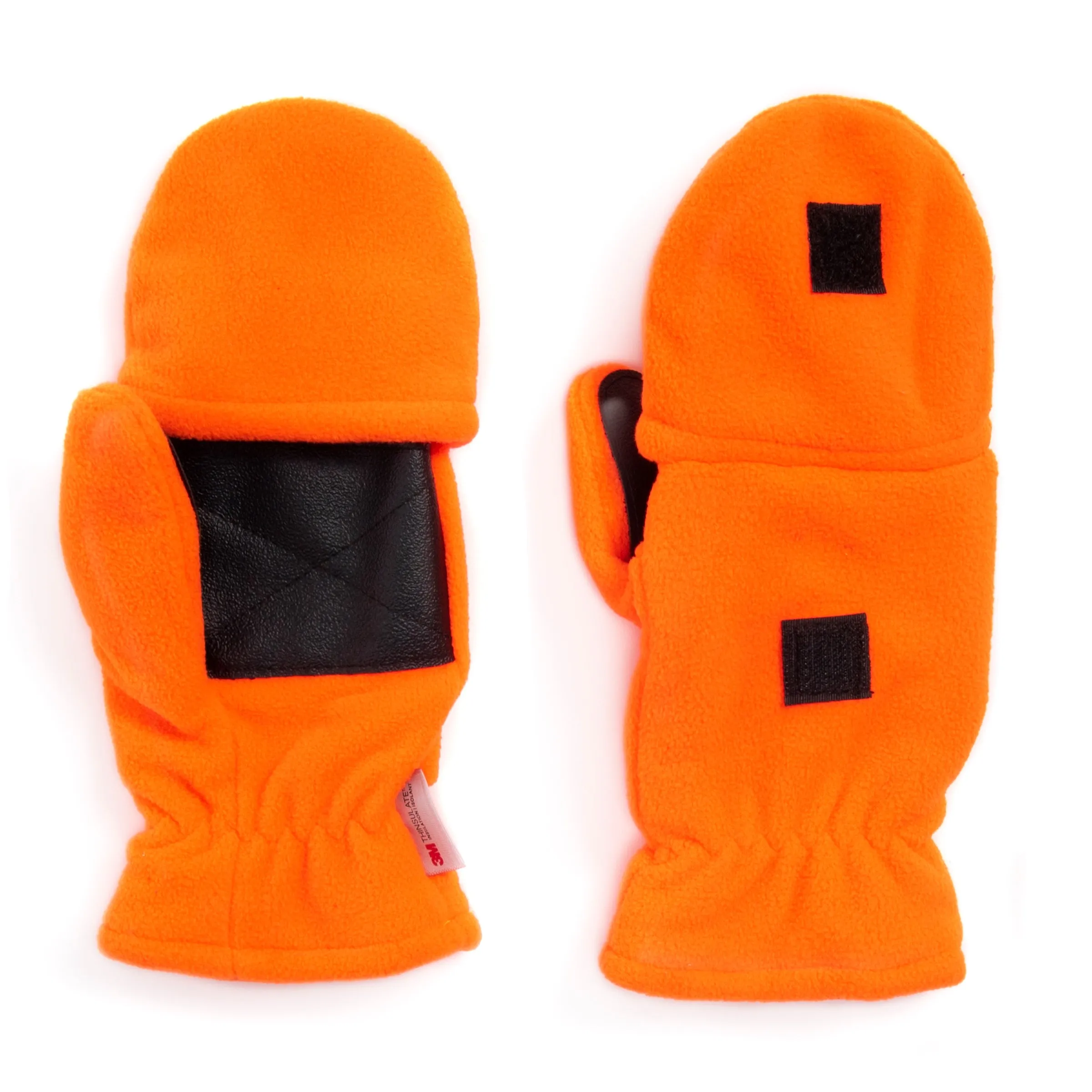 QuietWear Men's Waterproof Fleece Flip Mittens - Blaze Orange