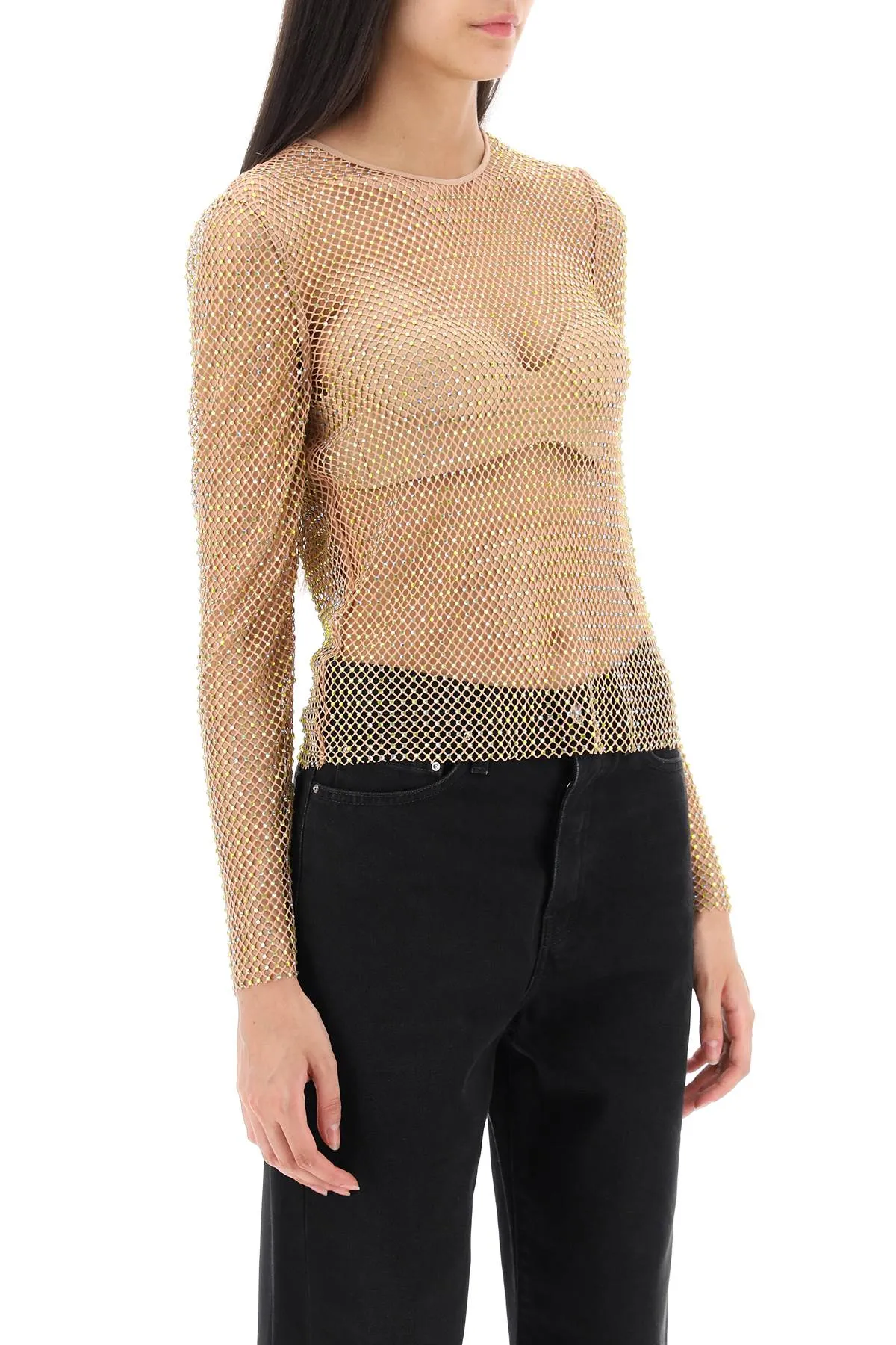 Self portrait rhinestone fishnet top