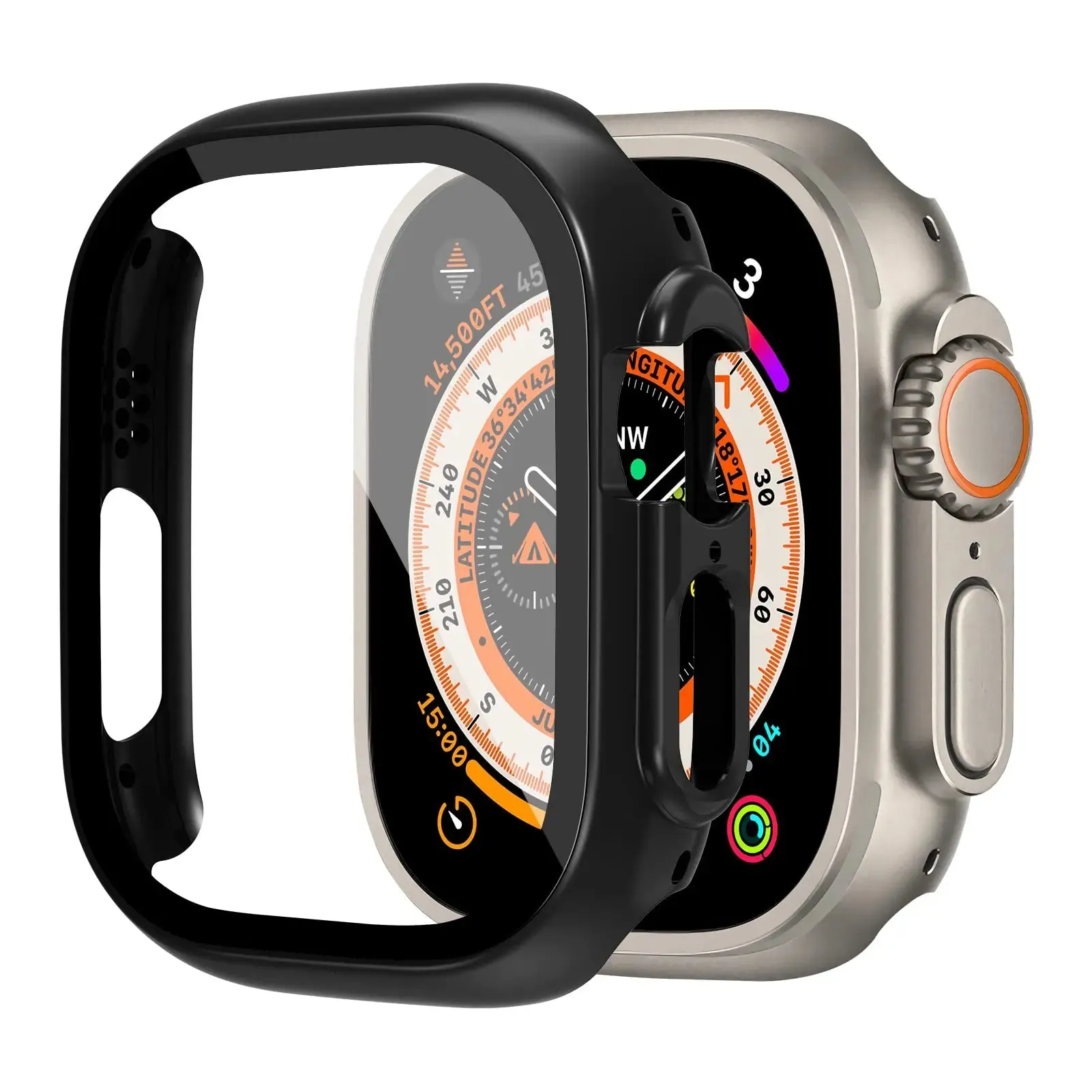 Shockproof Cover Bumper Case For Apple Watch Ultra Case 49mm Accessories PC Shockproof Bumper Tempered Glass Screen Protector iwatch Series Ultra 2