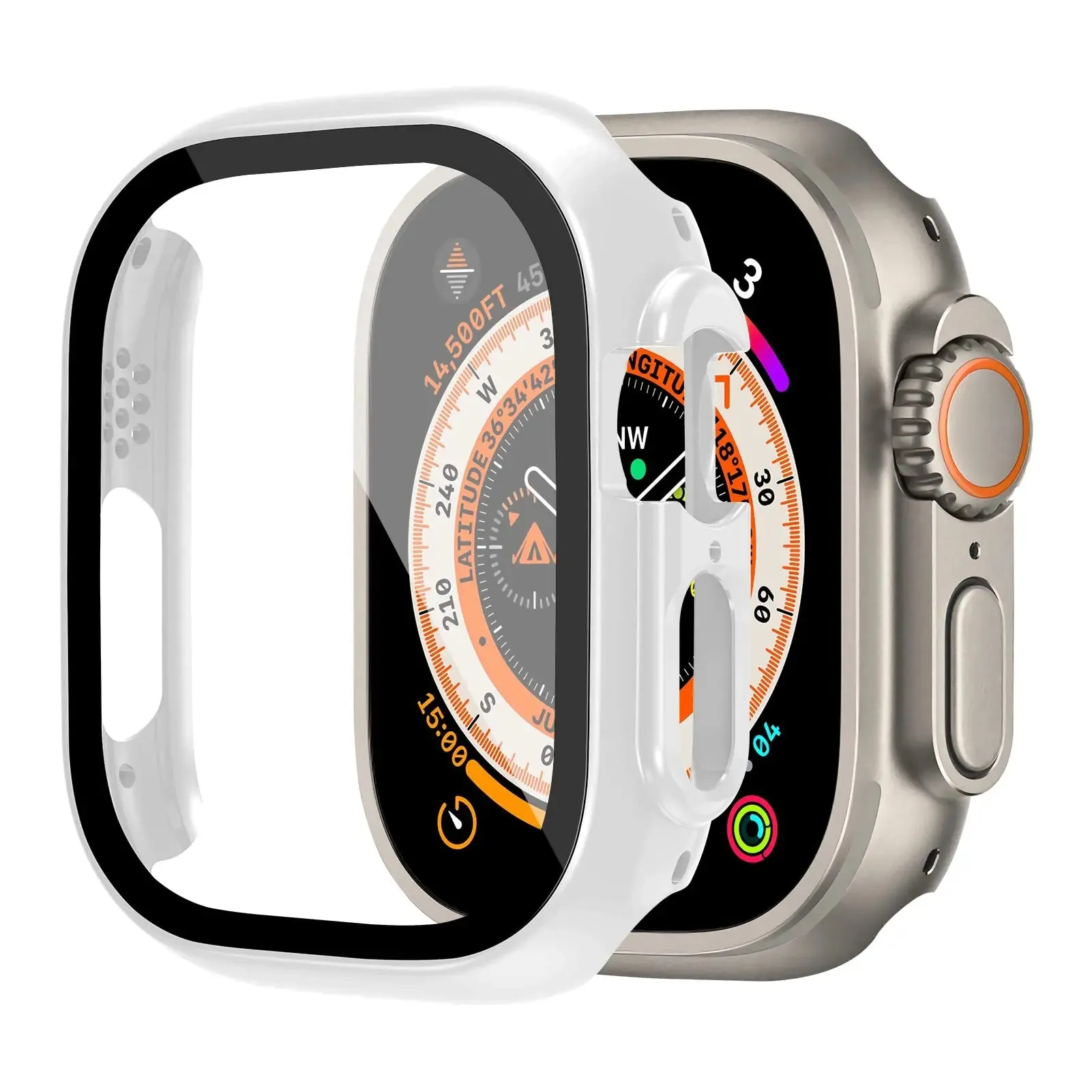 Shockproof Cover Bumper Case For Apple Watch Ultra Case 49mm Accessories PC Shockproof Bumper Tempered Glass Screen Protector iwatch Series Ultra 2