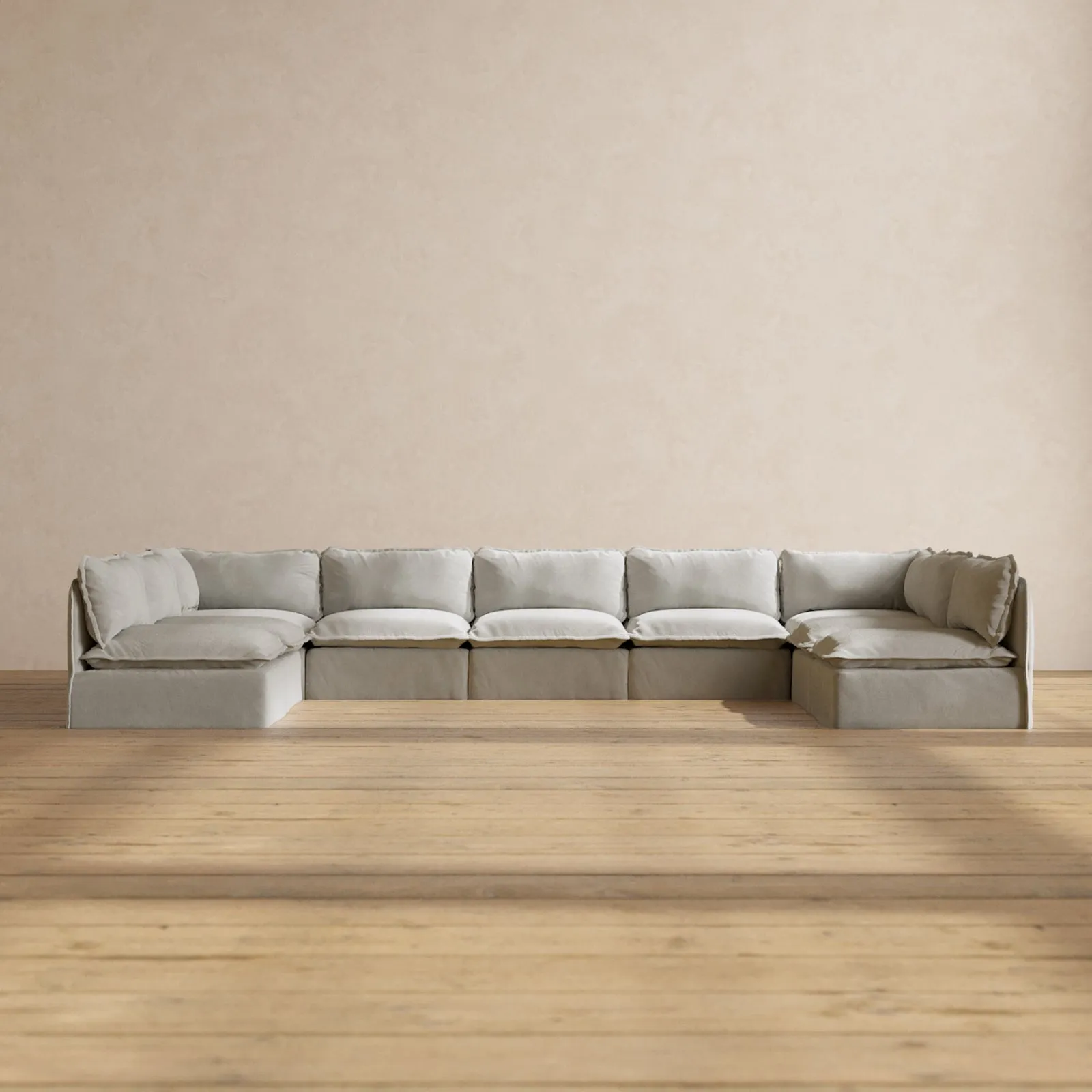 Slipcover Only - Modular Performance 9-Seater Open-Ends U-Sectional | Plush Weave in Cloud