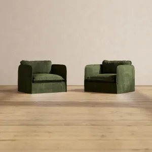 Slipcover Only - Modular Performance Armchair Set | Luxury Velvet in Olive