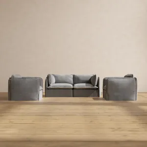 Slipcover Only - Modular Washable 2-Seater Sofa   Armchair Set in Ash