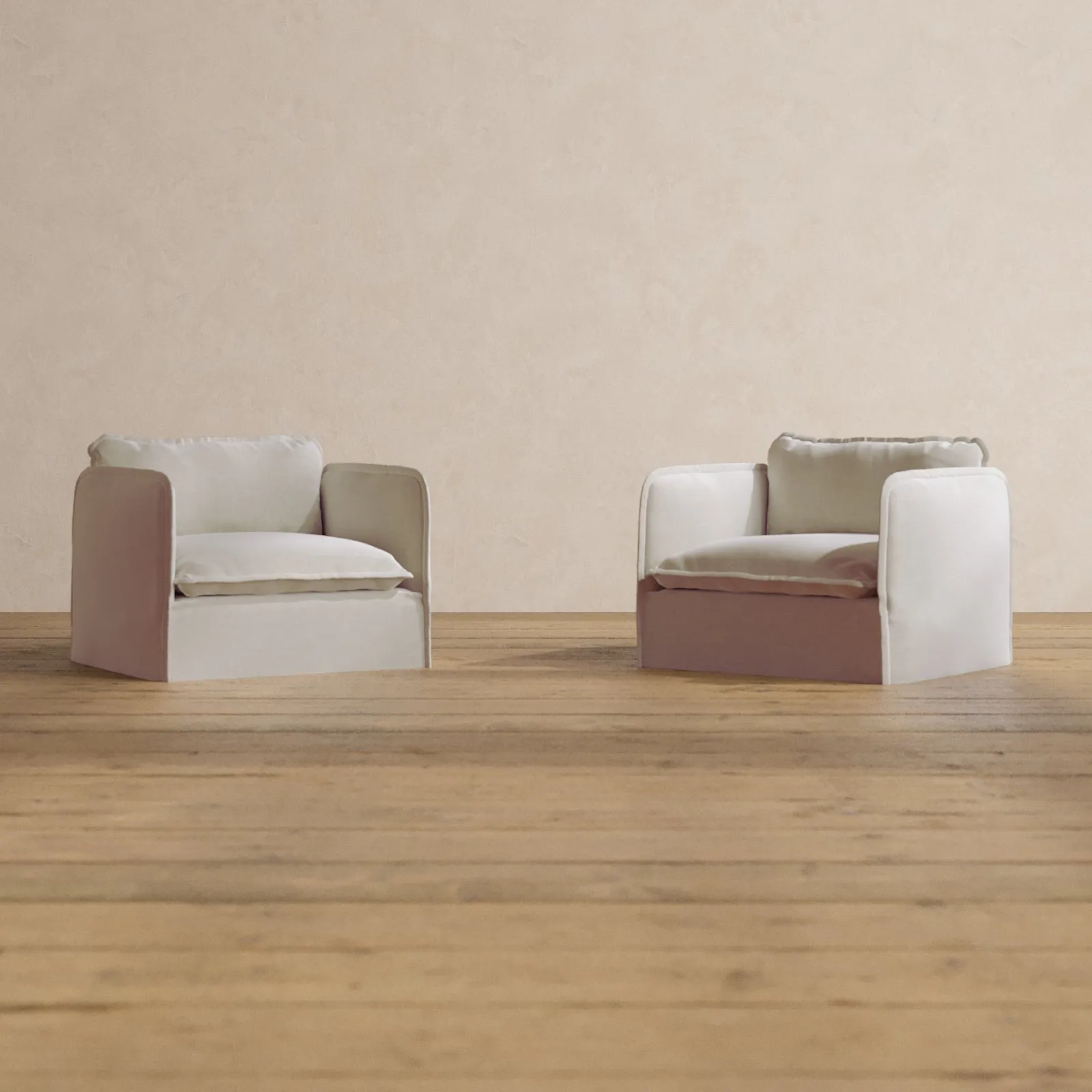 Slipcover Only - Modular Washable Armchair Set in Coco