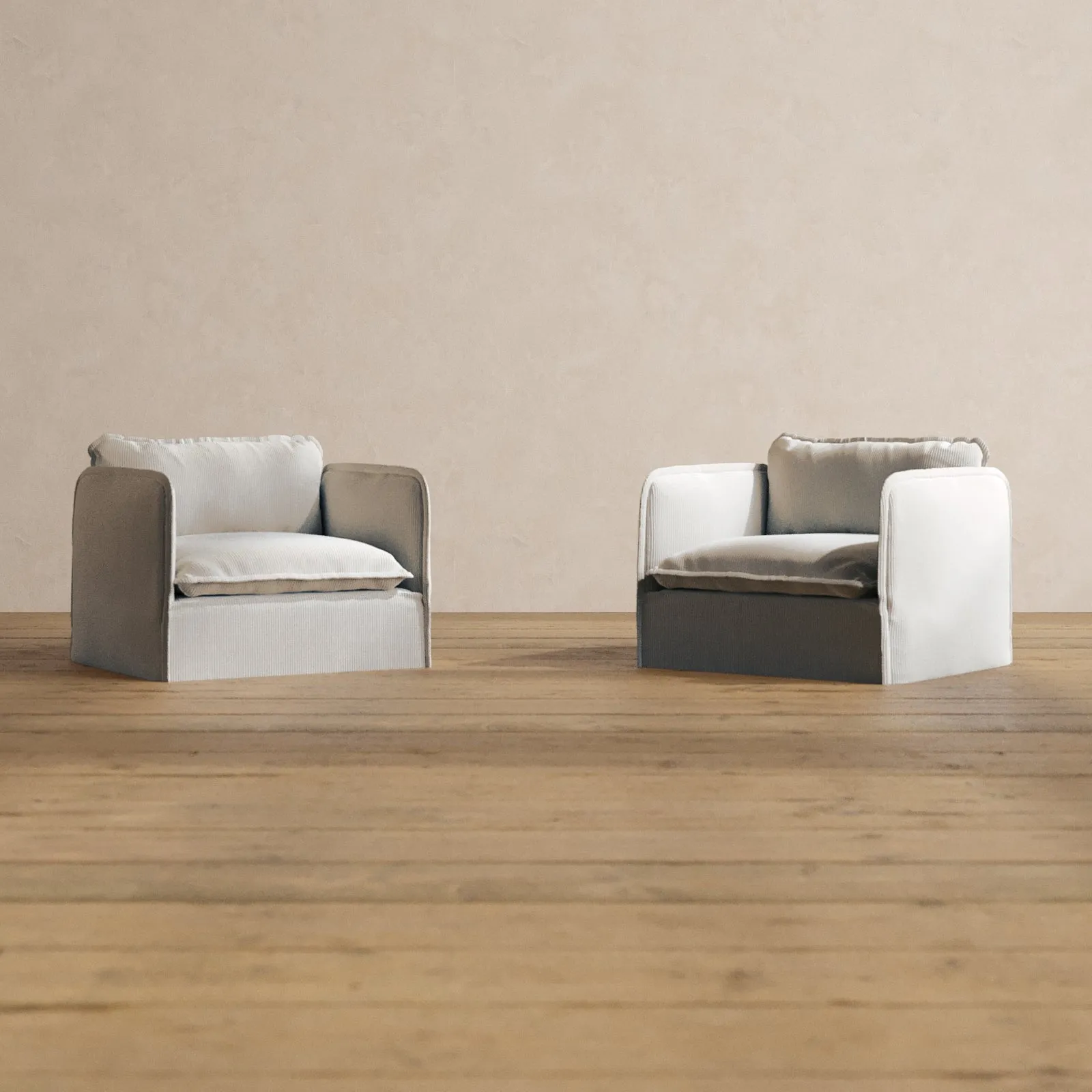 Slipcover Only - Modular Washable Armchair Set in Milk