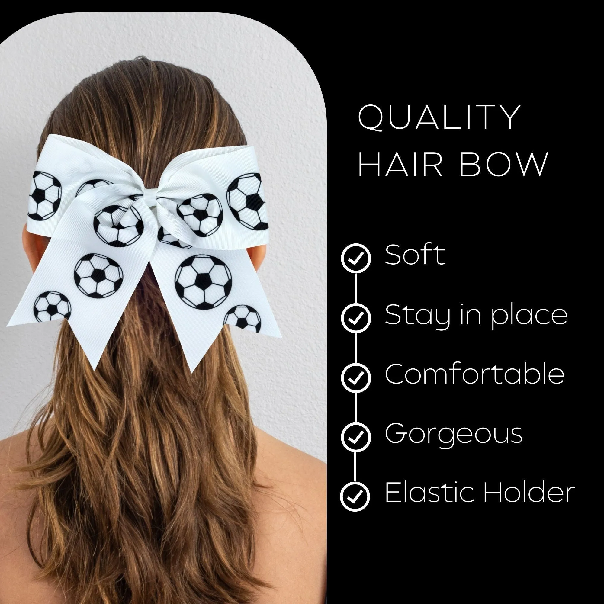 Sports Bows for Girls Large Hair Bows with Ponytail Holder Softball Volleyball Basketball Soccer Ribbon