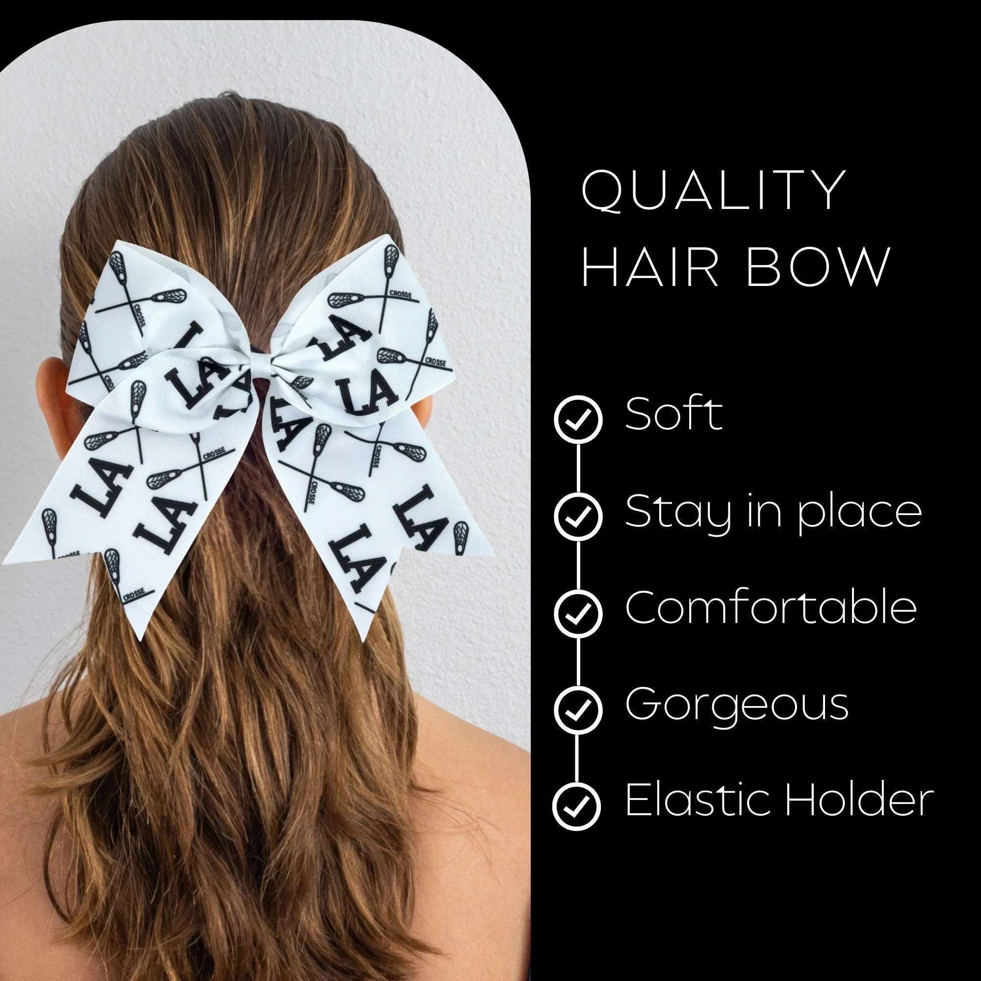 Sports Bows for Girls Large Hair Bows with Ponytail Holder Softball Volleyball Basketball Soccer Ribbon